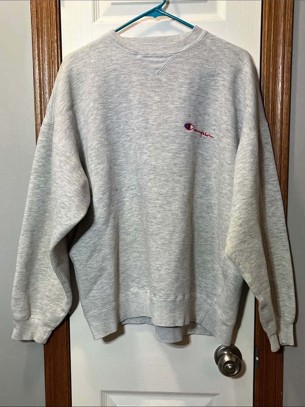 Vintage Champion Light Heather Gray Crewneck Sweatshirt Unisex Sz Large